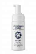 LENKA SKIN LAB Face Cleansing Mousse 150 ml, white pump bottle with navy lettering, close-up on white background